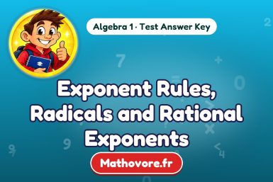 Exponent Rules, Radicals and Rational Exponents – Algebra 1 math test answer key