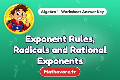 Exponent Rules, Radicals and Rational Exponents – Algebra 1 math worksheet answer key