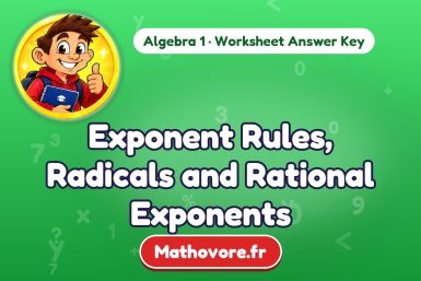Exponent Rules, Radicals and Rational Exponents – Algebra 1 math worksheet answer key