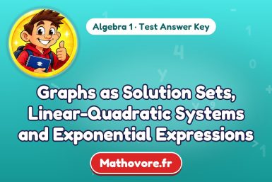 Graphs as Solution Sets, Linear-Quadratic Systems and Exponential Expressions – Algebra 1 math test answer key
