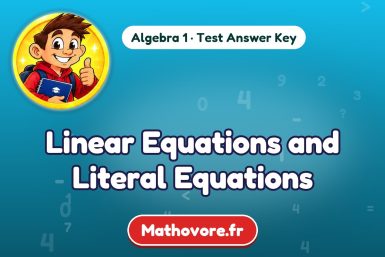 Linear Equations and Literal Equations – Algebra 1 math test answer key