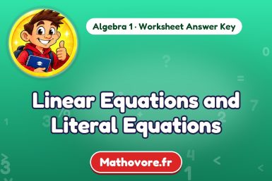 Linear Equations and Literal Equations – Algebra 1 math worksheet answer key