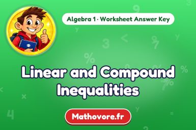 Linear and Compound Inequalities – Algebra 1 math worksheet answer key