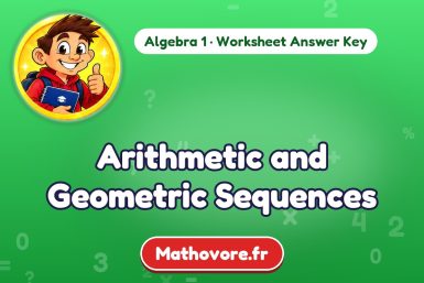 Arithmetic and Geometric Sequences – Algebra 1 math worksheet answer key