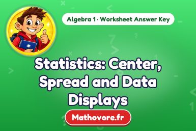 Statistics: Center, Spread and Data Displays – Algebra 1 math worksheet answer key