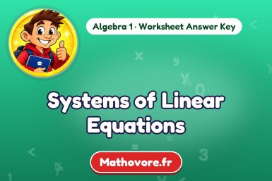 Systems of Linear Equations – Algebra 1 math worksheet answer key
