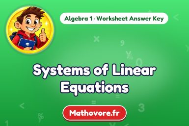 Systems of Linear Equations – Algebra 1 math worksheet answer key