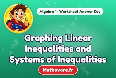 Graphing Linear Inequalities and Systems of Inequalities – Algebra 1 math worksheet answer key
