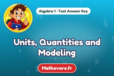 Units, Quantities and Modeling – Algebra 1 math test answer key