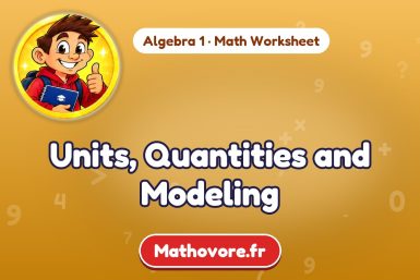 Units, Quantities and Modeling – Algebra 1 math worksheet