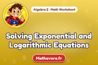 Solving Exponential and Logarithmic Equations – Algebra 2 math worksheet