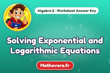 Solving Exponential and Logarithmic Equations – Algebra 2 math worksheet answer key