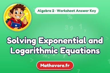 Solving Exponential and Logarithmic Equations – Algebra 2 math worksheet answer key