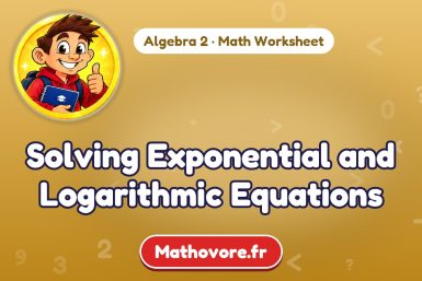 Solving Exponential and Logarithmic Equations – Algebra 2 math worksheet