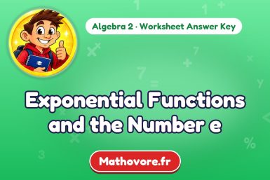 Exponential Functions and the Number e – Algebra 2 math worksheet answer key
