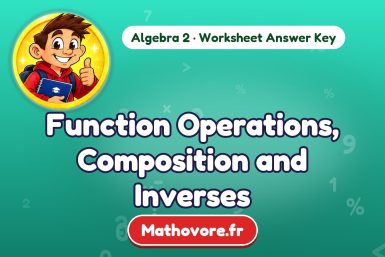 Function Operations, Composition and Inverses – Algebra 2 math worksheet answer key