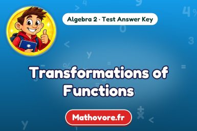 Transformations of Functions – Algebra 2 math test answer key