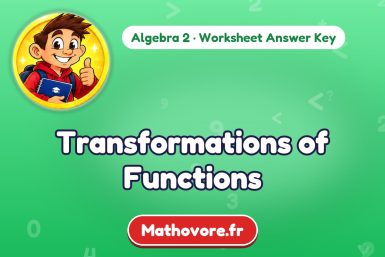 Transformations of Functions – Algebra 2 math worksheet answer key