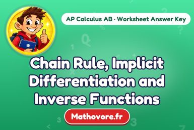 Chain Rule, Implicit Differentiation and Inverse Functions – AP Calculus AB math worksheet answer key