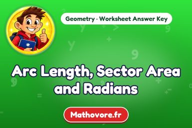Arc Length, Sector Area and Radians – Geometry math worksheet answer key