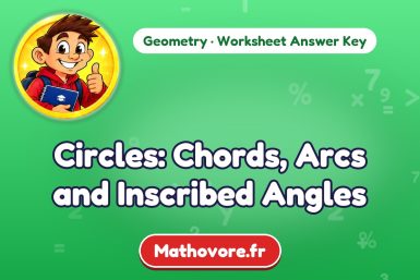 Circles: Chords, Arcs and Inscribed Angles – Geometry math worksheet answer key