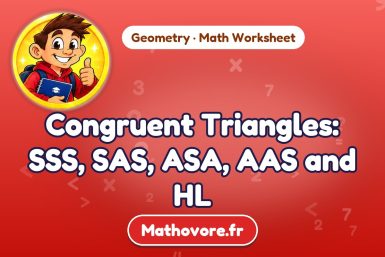 Congruent Triangles: SSS, SAS, ASA, AAS and HL – Geometry math worksheet