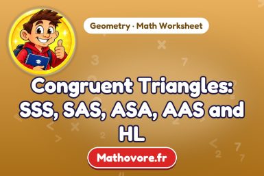 Congruent Triangles: SSS, SAS, ASA, AAS and HL – Geometry math worksheet