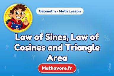 Law of Sines, Law of Cosines and Triangle Area – Geometry math lesson