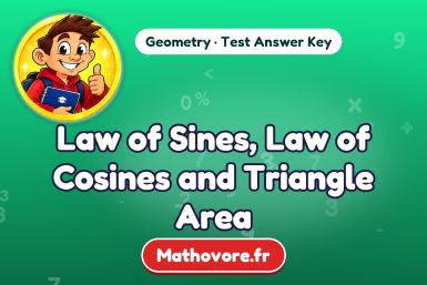 Law of Sines, Law of Cosines and Triangle Area – Geometry math test answer key
