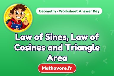 Law of Sines, Law of Cosines and Triangle Area – Geometry math worksheet answer key