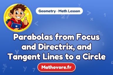 Parabolas from Focus and Directrix, and Tangent Lines to a Circle – Geometry math lesson