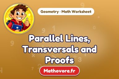 Parallel Lines, Transversals and Proofs – Geometry math worksheet