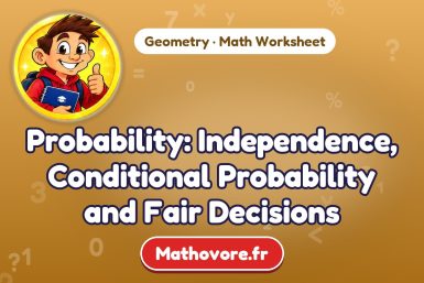 Probability: Independence, Conditional Probability and Fair Decisions – Geometry math worksheet
