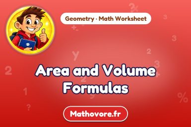 Area and Volume Formulas – Geometry math worksheet