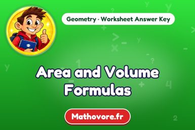 Area and Volume Formulas – Geometry math worksheet answer key