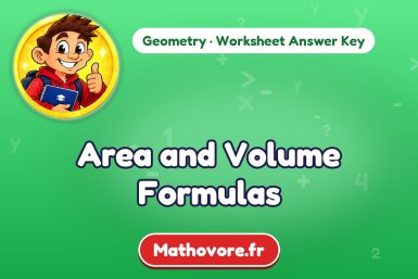 Area and Volume Formulas – Geometry math worksheet answer key