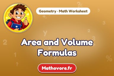 Area and Volume Formulas – Geometry math worksheet