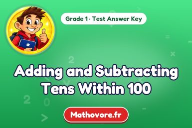 Adding and Subtracting Tens Within 100 – Grade 1 math test answer key