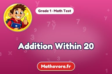 Addition Within 20 – Grade 1 math test