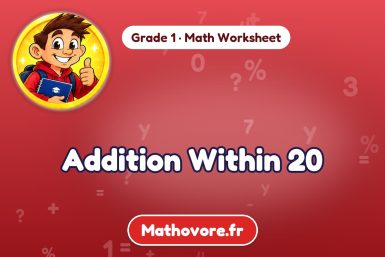 Addition Within 20 – Grade 1 math worksheet