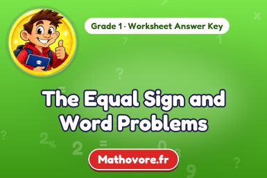 The Equal Sign and Word Problems – Grade 1 math worksheet answer key