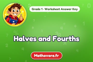 Halves and Fourths – Grade 1 math worksheet answer key
