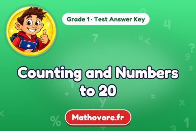 Counting and Numbers to 20 – Grade 1 math test answer key