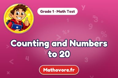 Counting and Numbers to 20 – Grade 1 math test