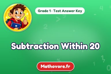 Subtraction Within 20 – Grade 1 math test answer key
