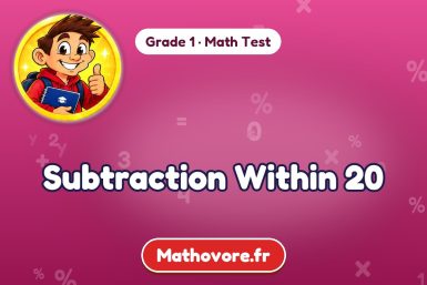 Subtraction Within 20 – Grade 1 math test