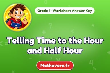 Telling Time to the Hour and Half Hour – Grade 1 math worksheet answer key