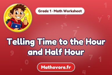 Telling Time to the Hour and Half Hour – Grade 1 math worksheet