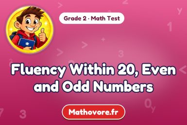 Fluency Within 20, Even and Odd Numbers – Grade 2 math test