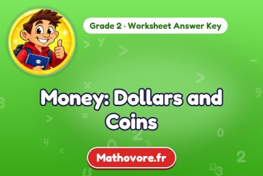 Money: Dollars and Coins – Grade 2 math worksheet answer key